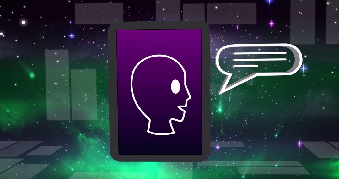 AI Interaction with Digital Tablet in Futuristic Space Setting