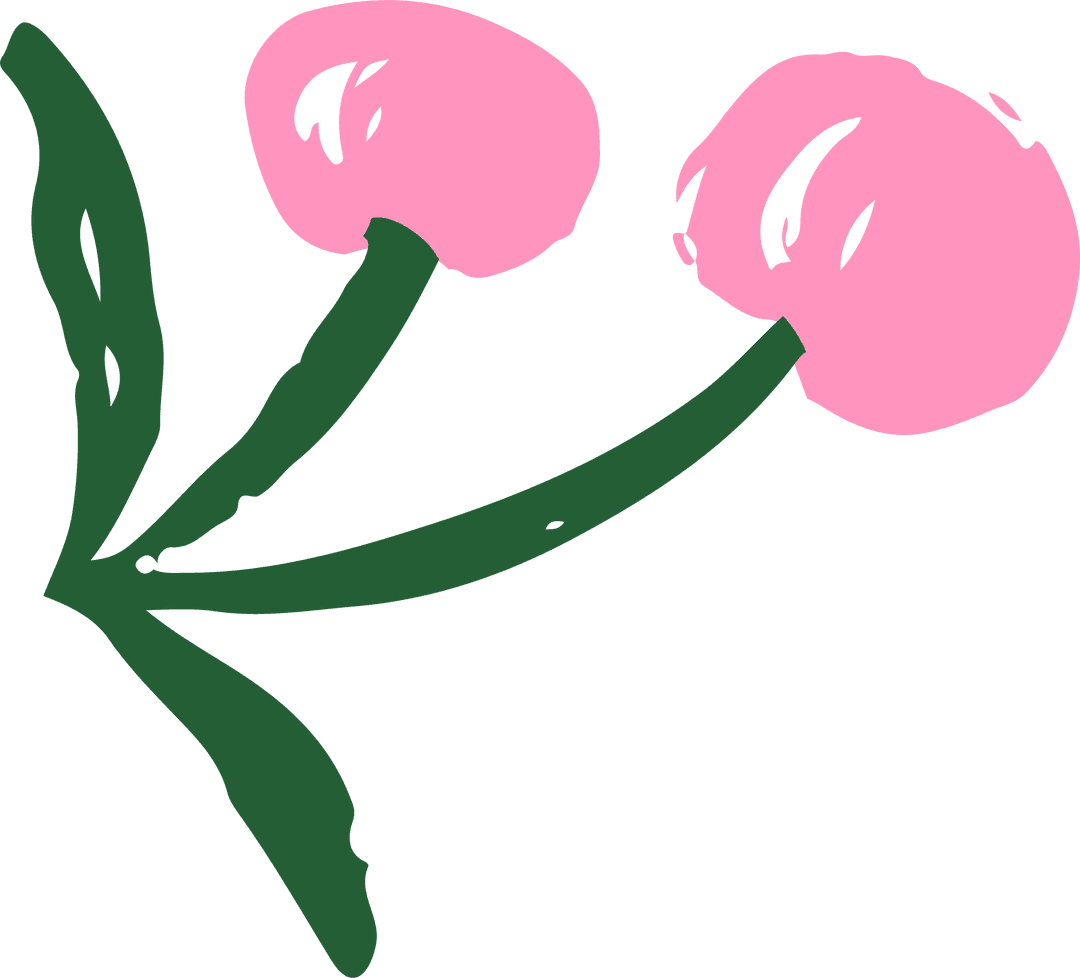 Minimalist Floral Vector Art with Pink Buds on Transparent Background