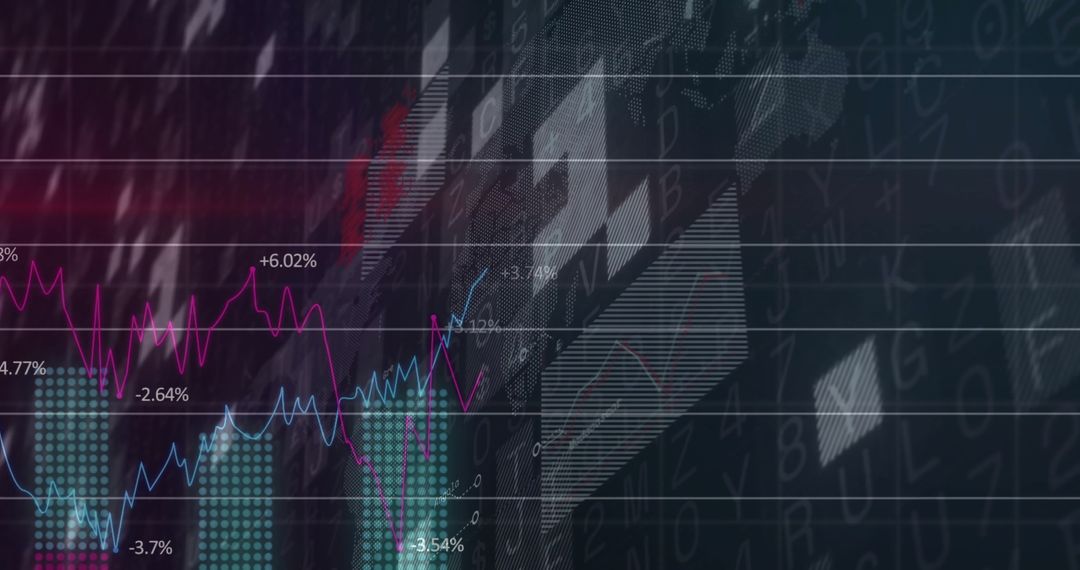 Digital Dashboard with Graph Lines and Bar Charts for Financial Analytics