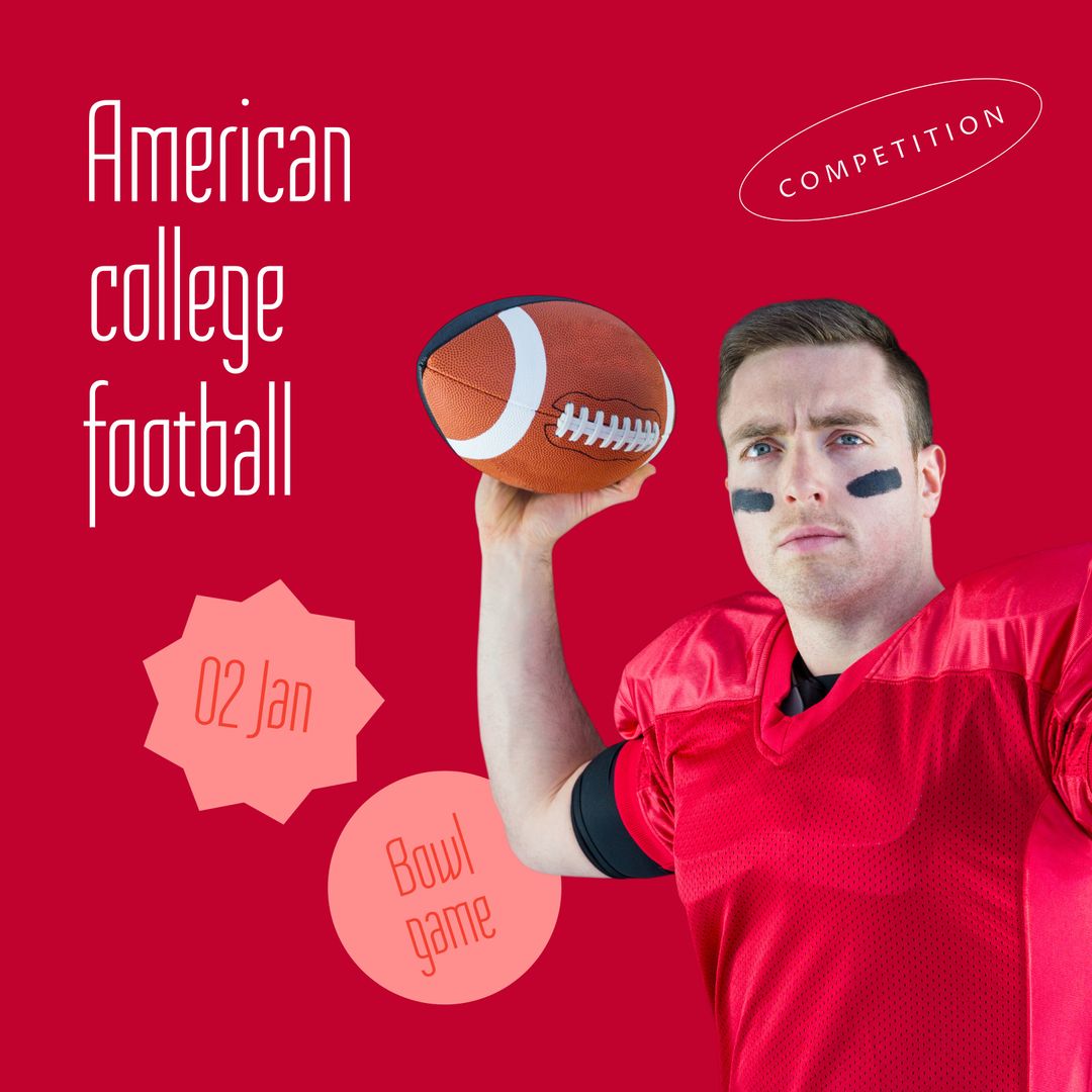 American College Football Player Promoting Bowl Game Competition - Download Free Stock Templates Pikwizard.com