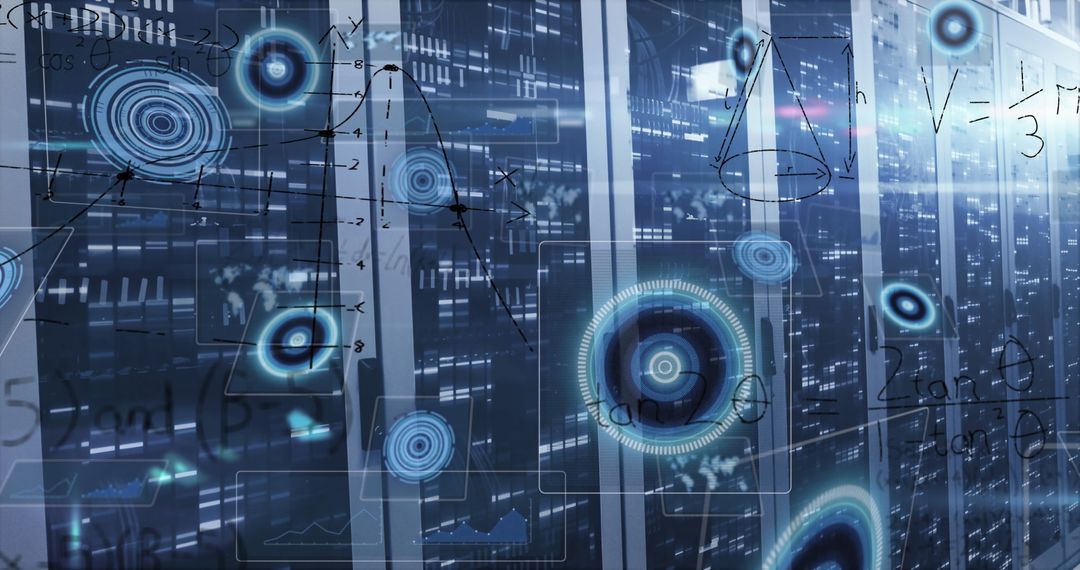 Futuristic Digital Analytics with Holographic Data in Server Room