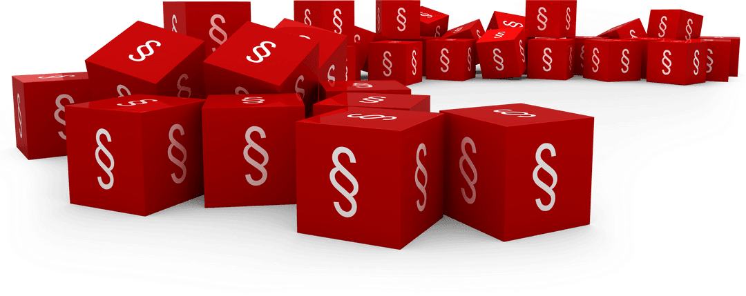 Transparent Red Blocks with Section Symbols Scattered