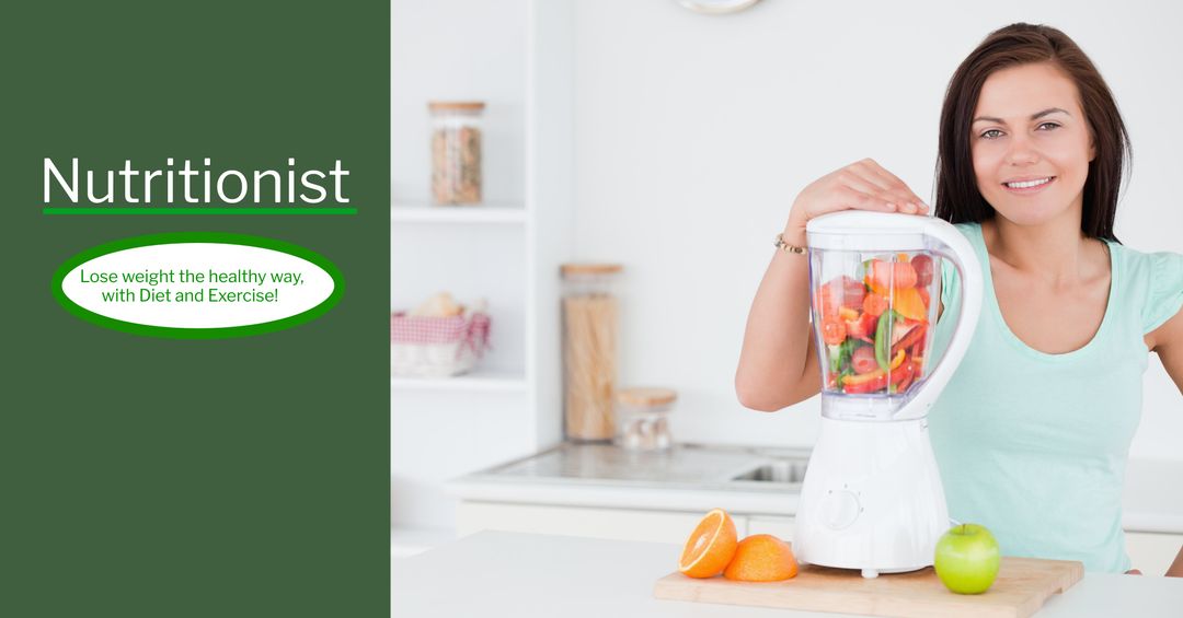 Smiling Woman Preparing Nutritious Smoothie in Modern Kitchen Promoting Healthy Living - Download Free Stock Templates Pikwizard.com