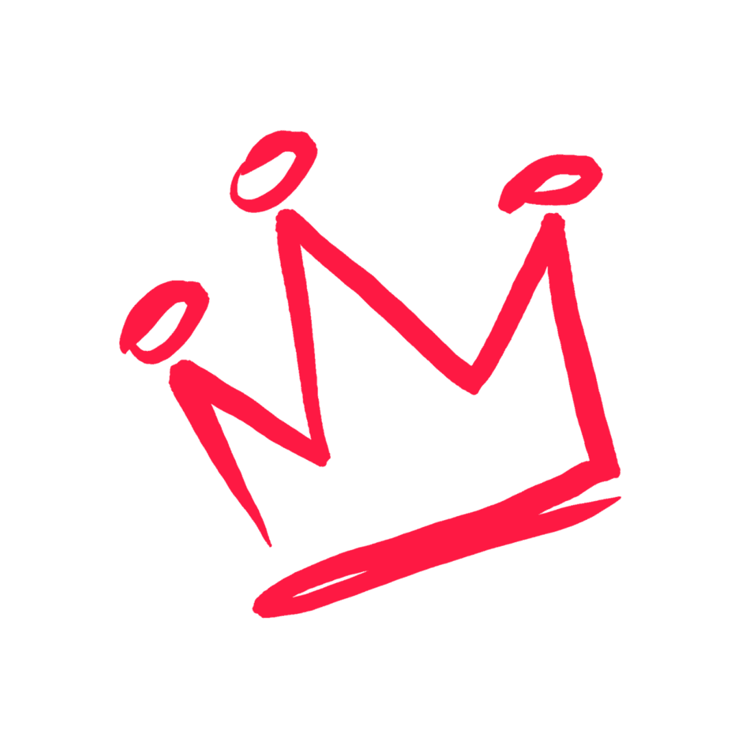 Stylized Red Crown Outline with Brush Peaks on Transparent Background