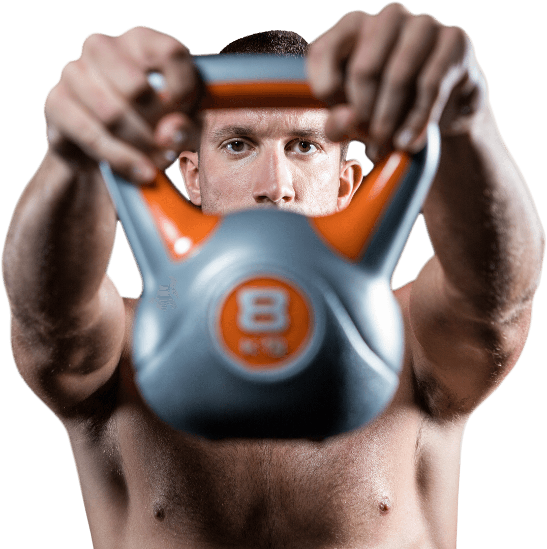 Transparent Athlete Holding Kettlebell Maintaining Fitness Routine