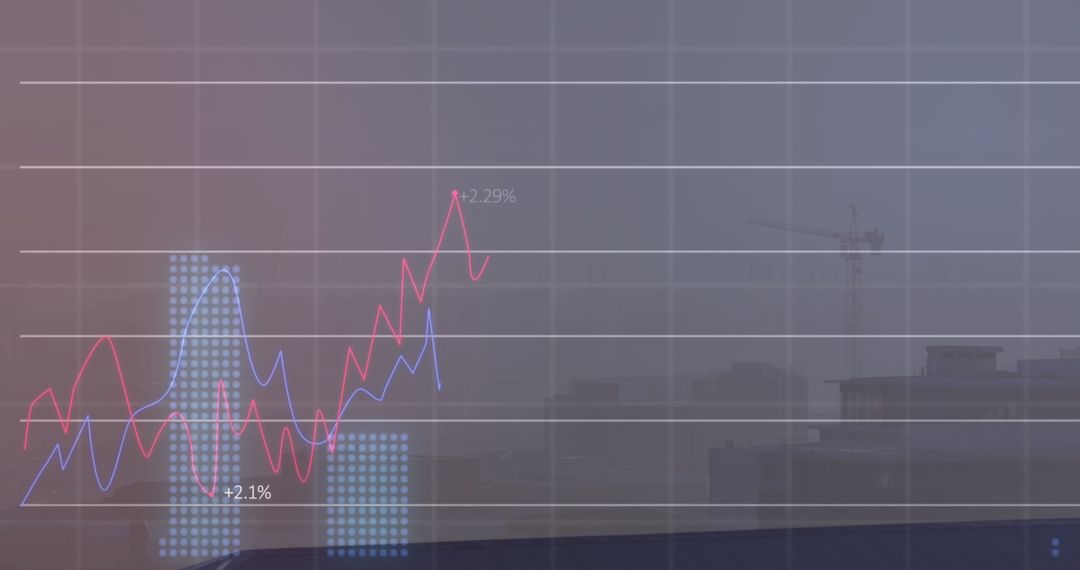 Financial Data Analytics with City Skyline Overlay