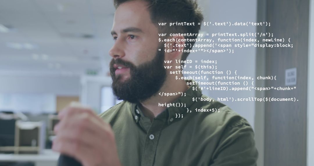 Tech Businessman Collaborating in Modern Workspace