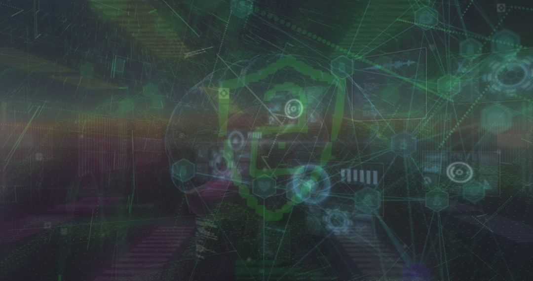 Abstract Digital Security Network with Futuristic Padlock