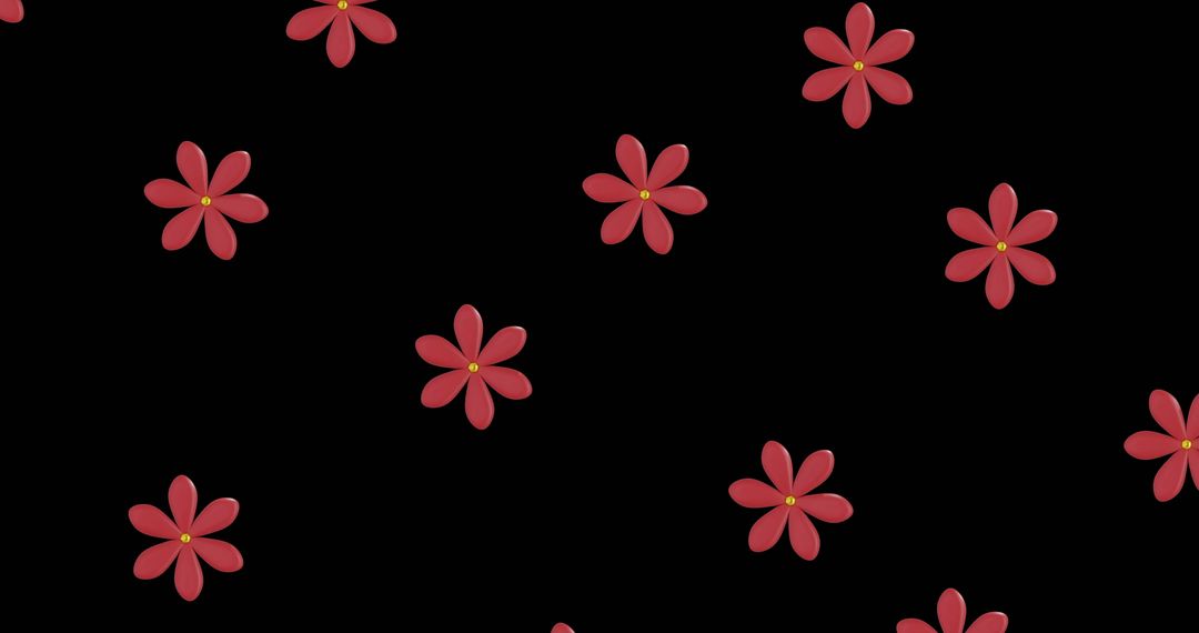 Red Floral Motif on Black Background for Festive Design