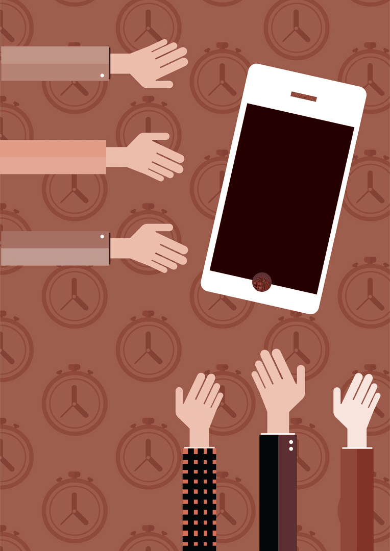 Transparent Abstract Hands and Smartphone Vector on Clock Pattern - Download Free Stock Images Pikwizard.com