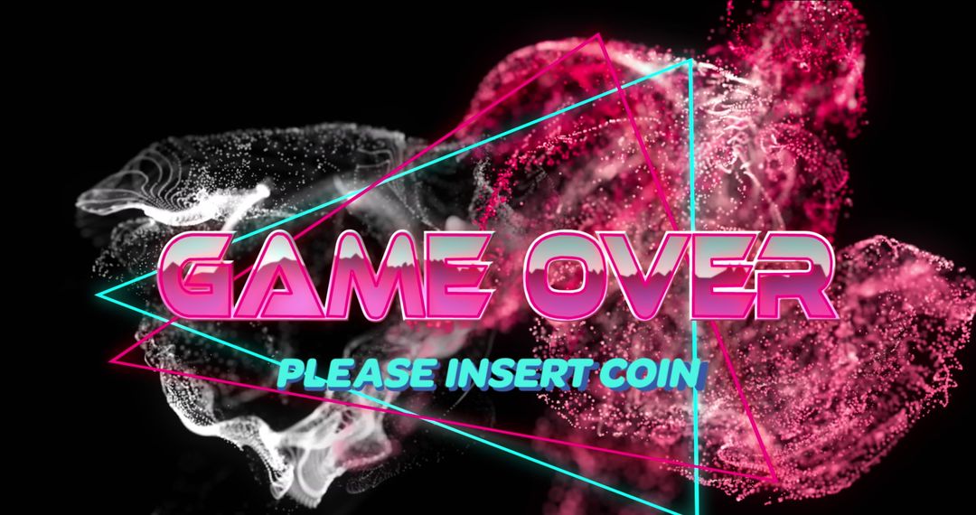 Retro Game Over Screen with Neon Graphic Elements