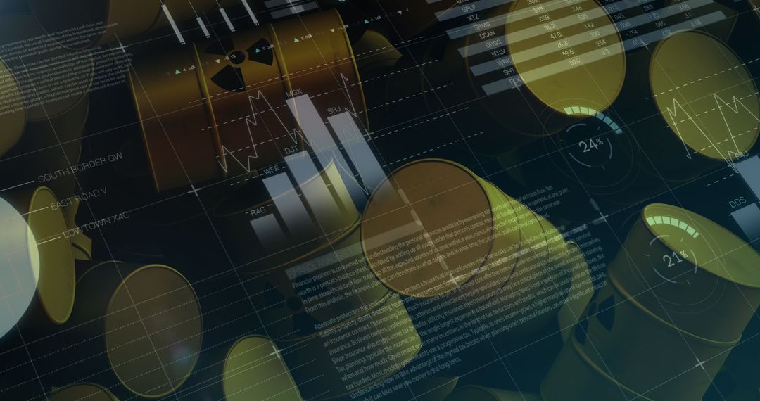 Digital Financial Charts Overlaying Stacked Gold Coins