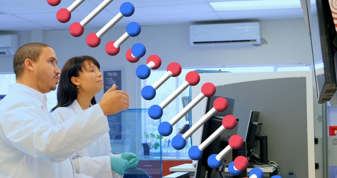 Scientists Analyzing DNA Structure on Computer in Laboratory - Free Images, Stock Photos and Pictures on Pikwizard.com