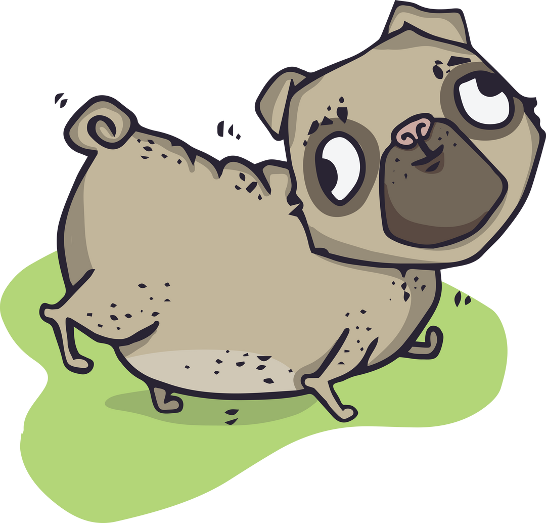 Happy Pug Illustration on Grass Transparent Background Animation PNG - Download Free Stock Images Pikwizard.com