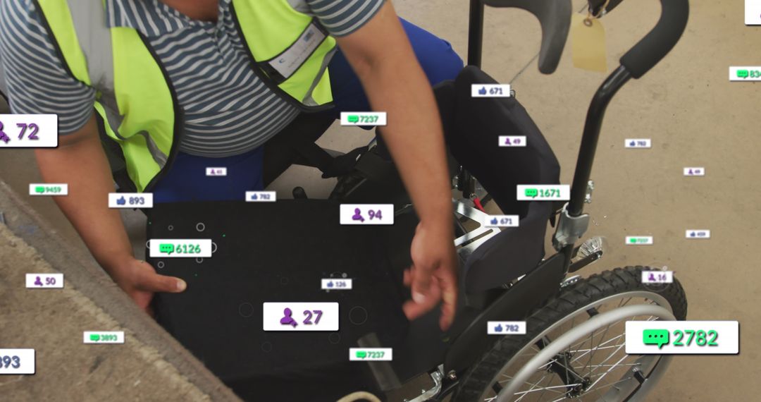 Digital Connectivity Concept with Worker Assembling Wheelchair