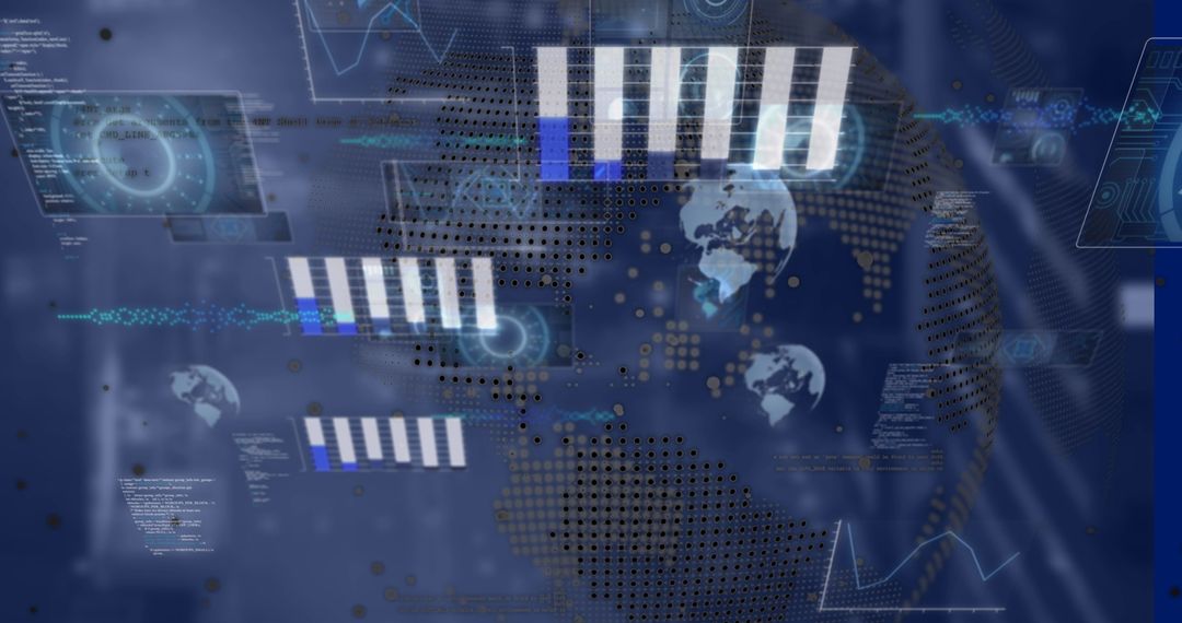 Abstract Global Interface with Data visualizations and Network Technology - Free Images, Stock Photos and Pictures on Pikwizard.com