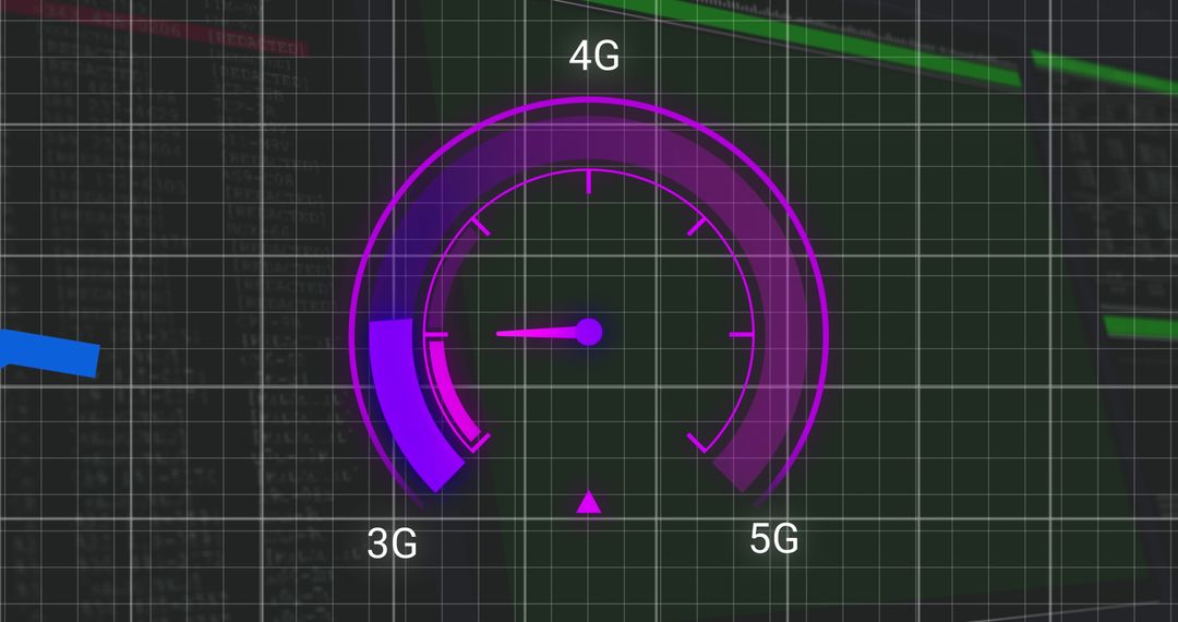 Digital Network Speedometer Displaying Data Transmission