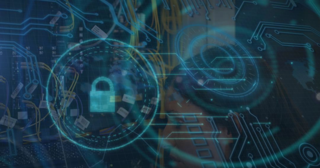 Futuristic Cybersecurity with Digital Circuitry Background