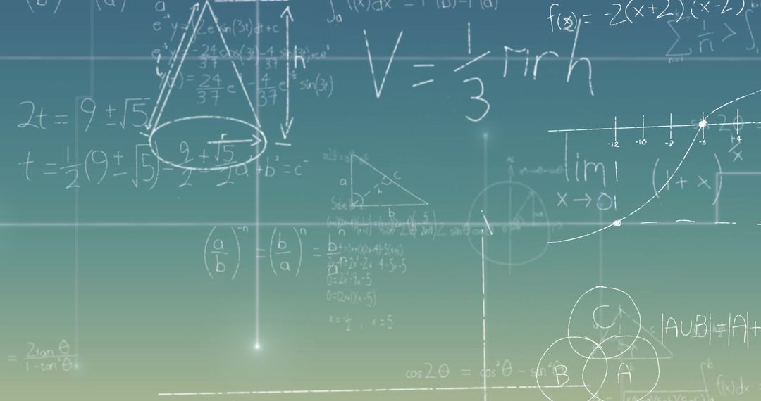 Digital Blue Surface with Mathematical Symbols and Formulas