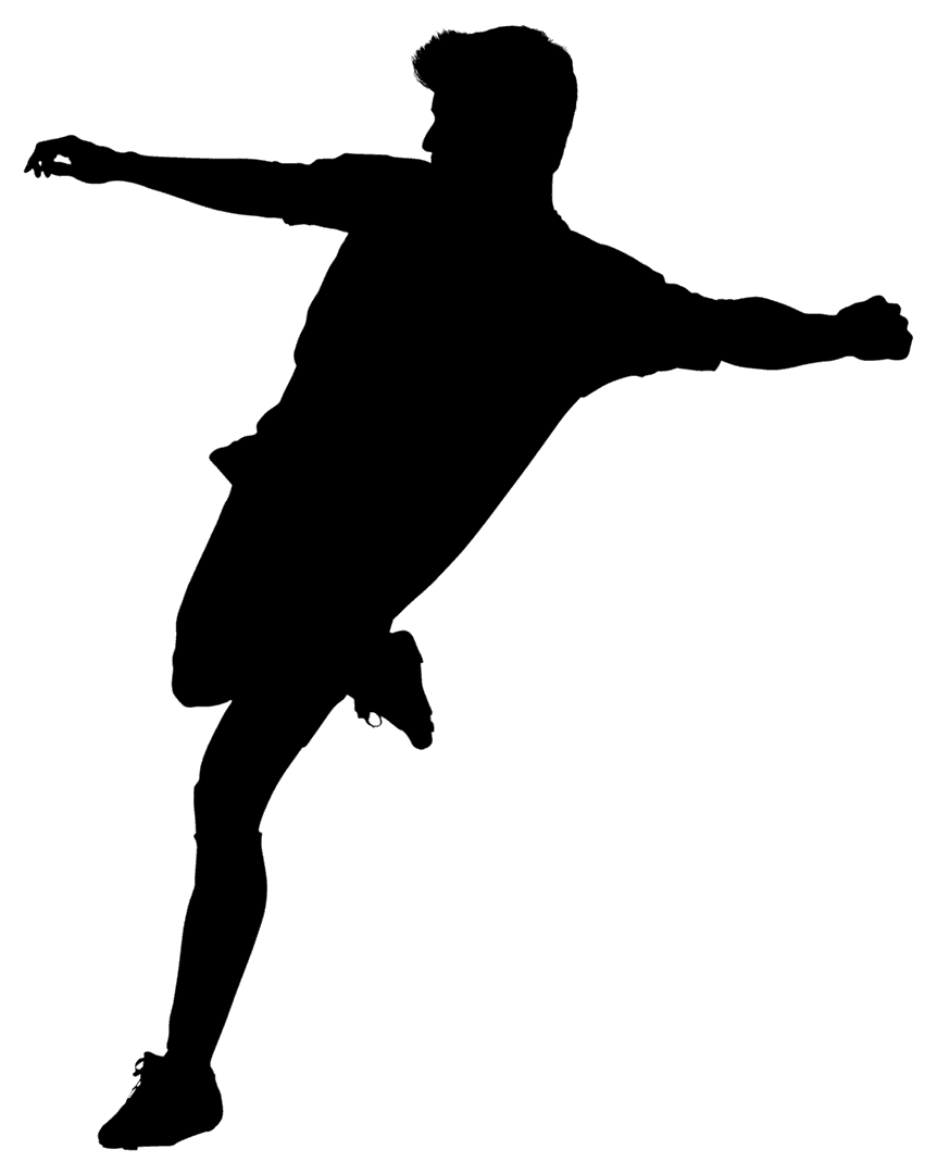 Silhouette of Male Football Player on Transparent Background, Vector Design