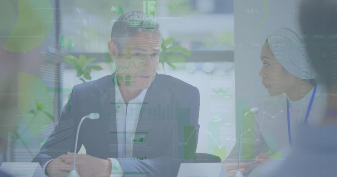 Business Professionals Analyzing Data at Team Meeting