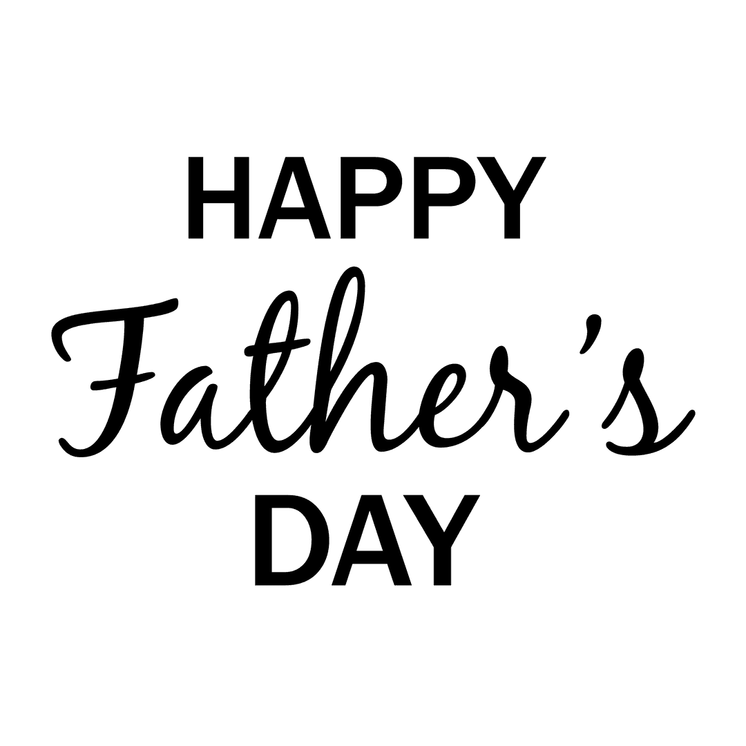 Happy Father's Day Text Jagged Typeface on Transparent Background