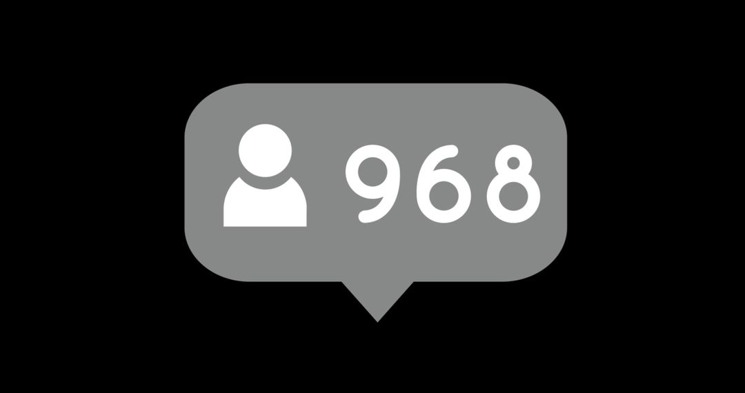 Social Media Follower Count Bubble Icon on Black Background
