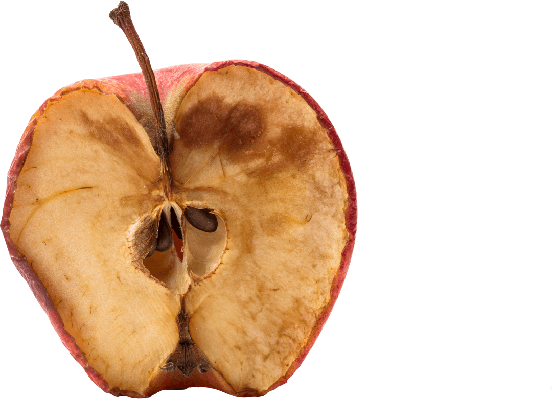 Transparent Close-up Half Rotten Apple Core Background