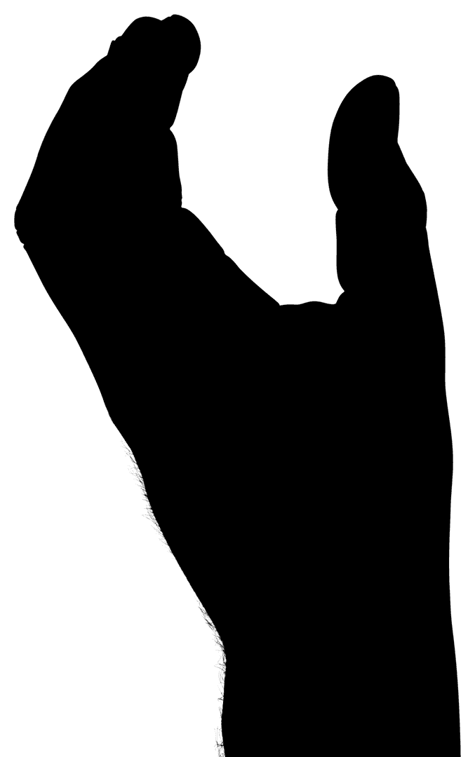 Silhouette of Outstretched Hand Transparent Background