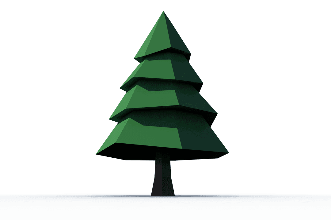 Stylized Christmas Tree on Transparent Background for Seasonal Designs