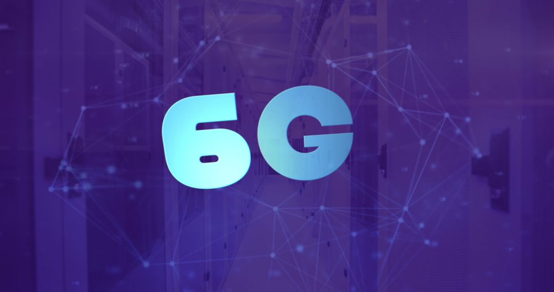 6G Technology Symbol with Digital Network Interface