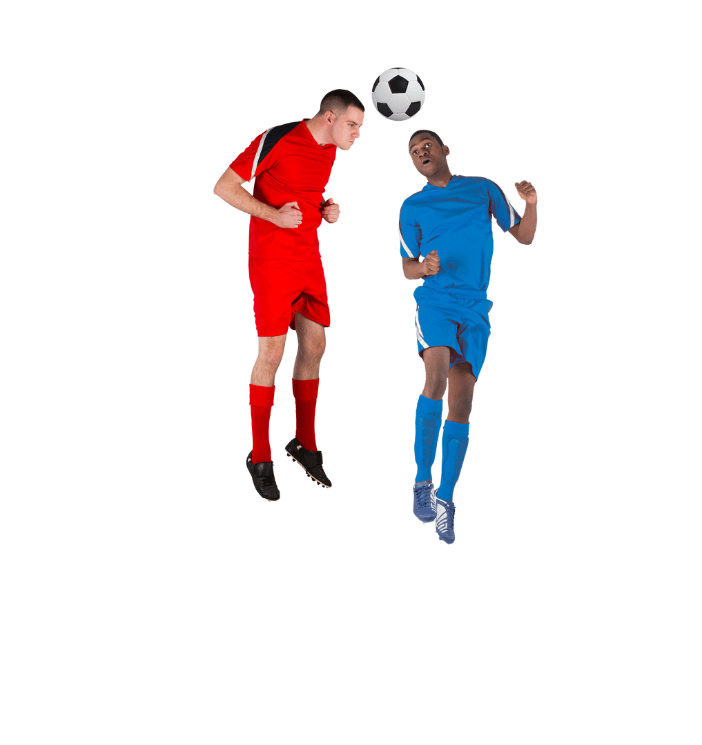 Transparent Football Action with Two Players Competing for Ball