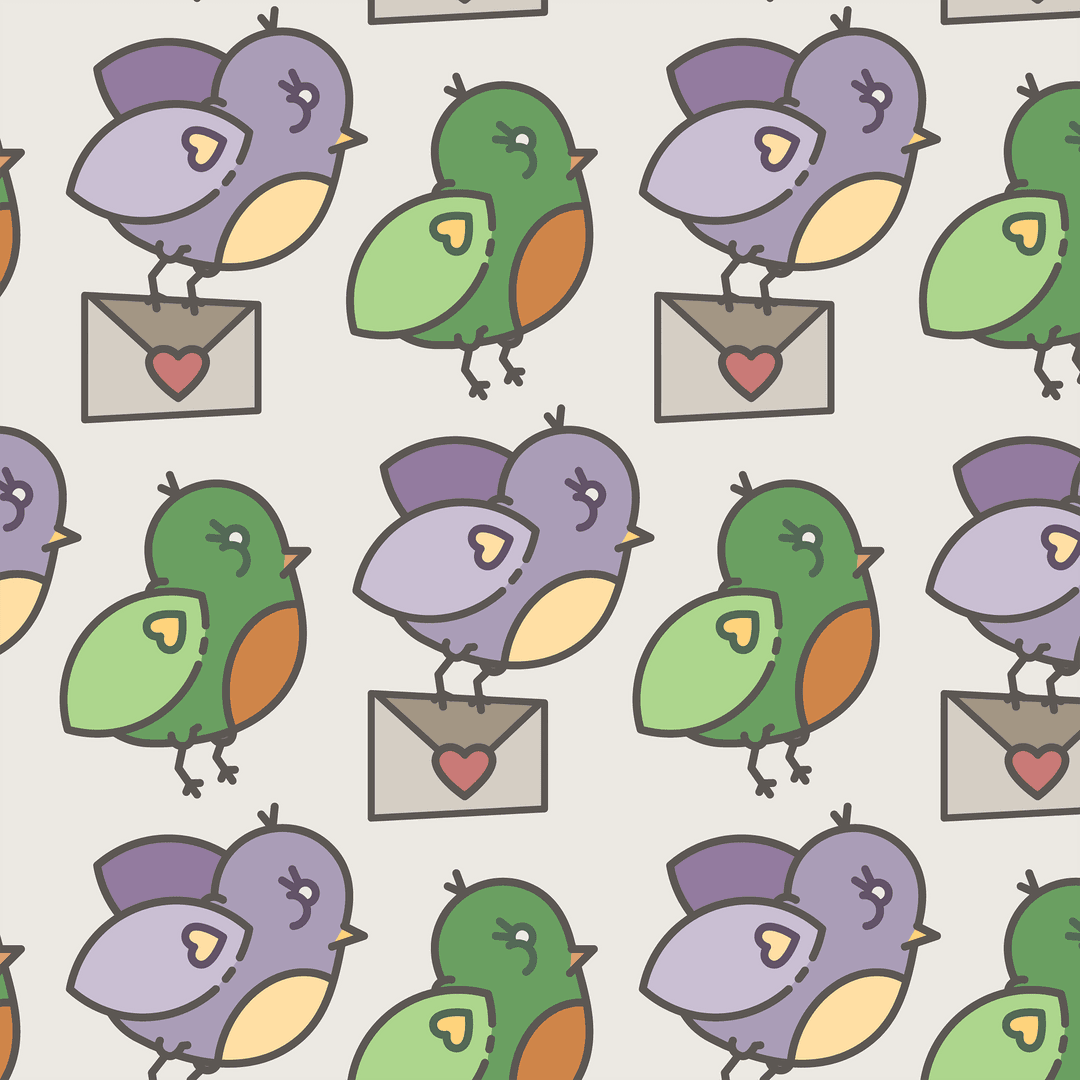 Cute Birds Carrying Love Letters on Transparent Background