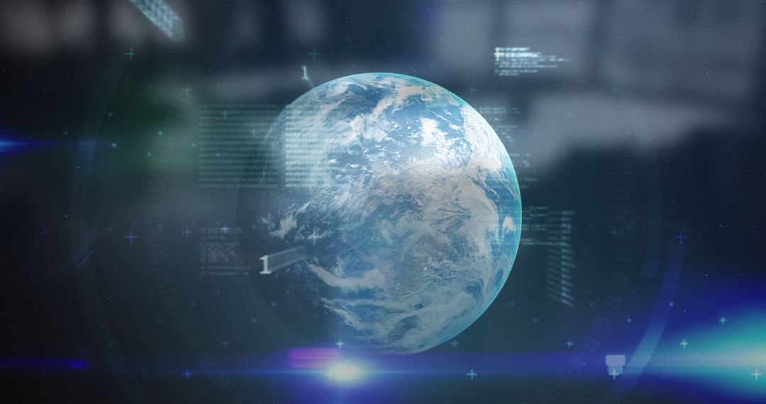 Futuristic Global Economy with Data Overlays