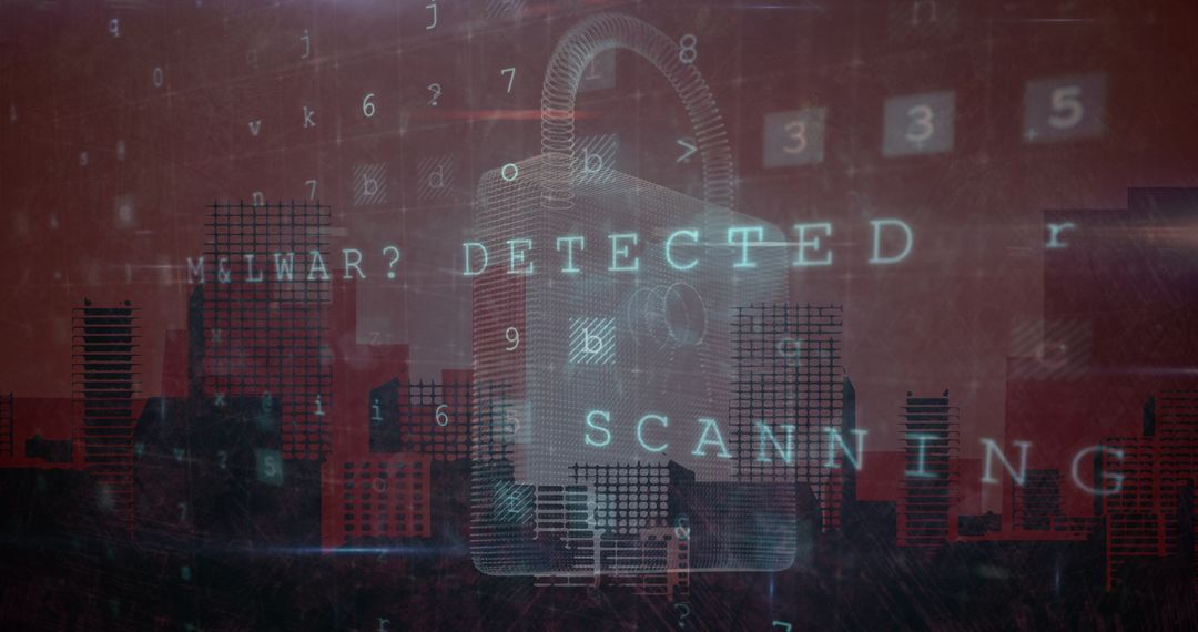 Cybersecurity Warning with Data Encryption Padlock