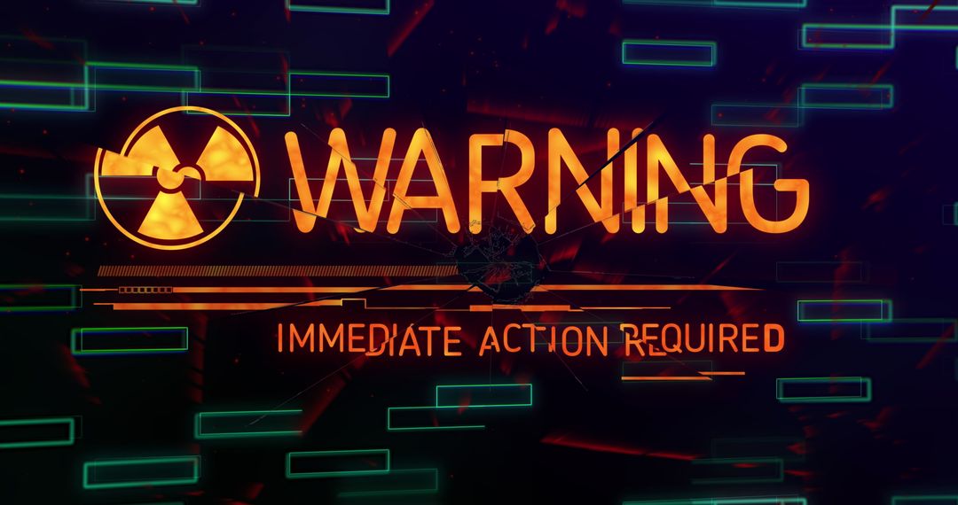 High Alert Warning Sign with Digital Interface