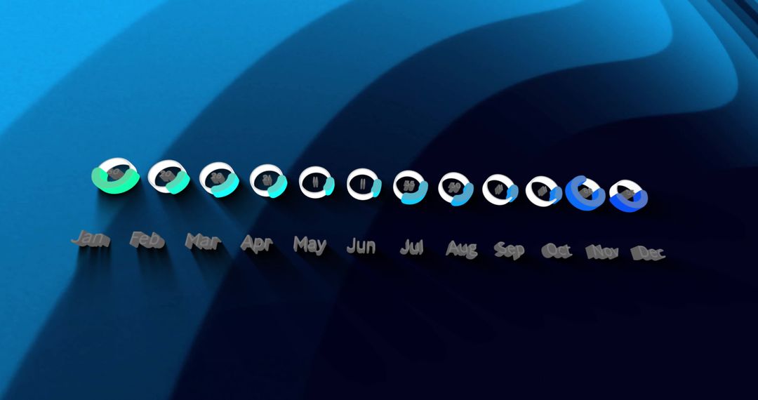 Abstract Digital Data Processing Timeline Over Blue Tones