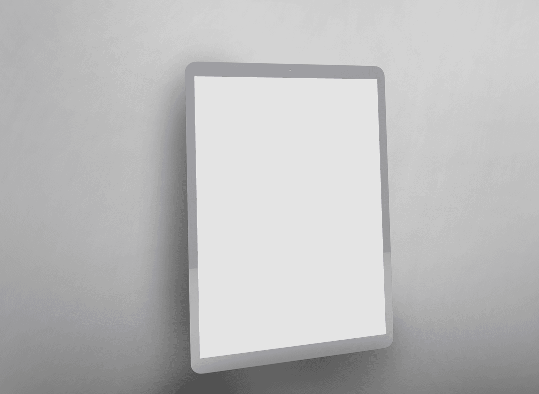 Transparent Tablet Screen on Grey Wall Background
