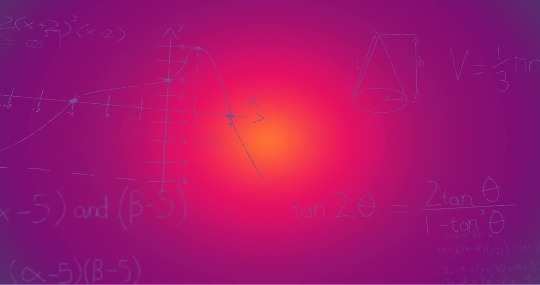 Graph and Mathematics Symbols on Gradient Background