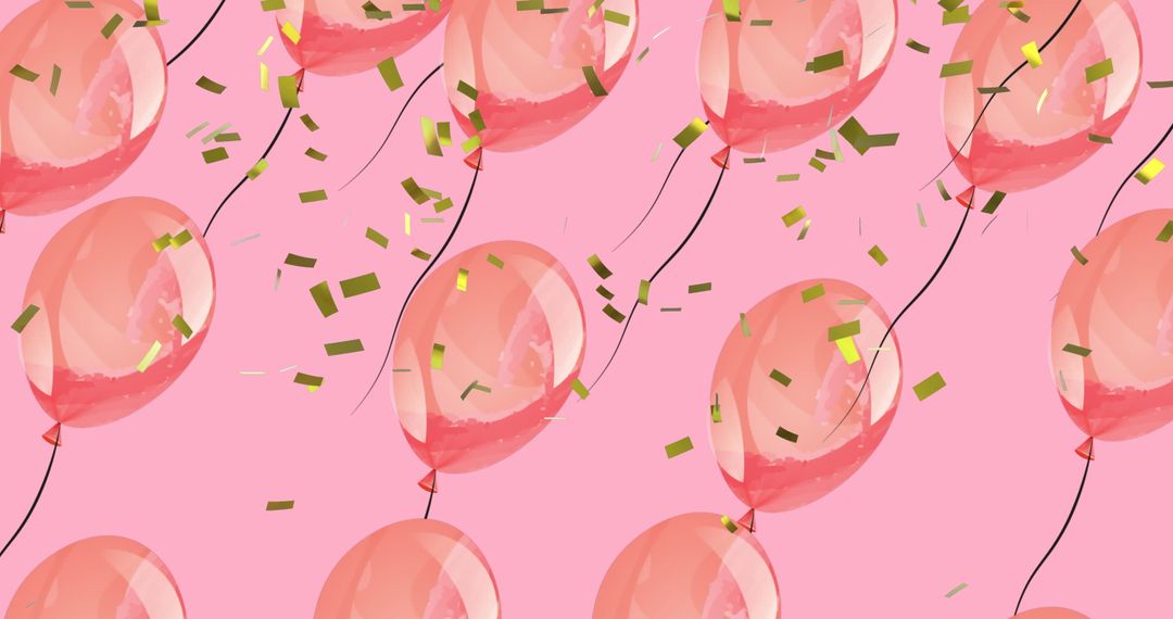 Pink Balloons with Confetti on Festive Background - Free Images, Stock Photos and Pictures on Pikwizard.com