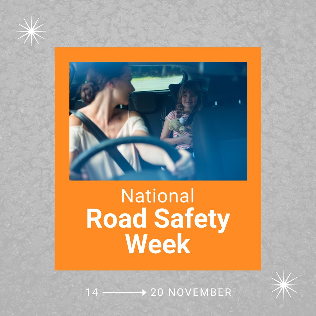 Mother Driving with Daughter During National Road Safety Week, November 14-20 - Download Free Stock Templates Pikwizard.com