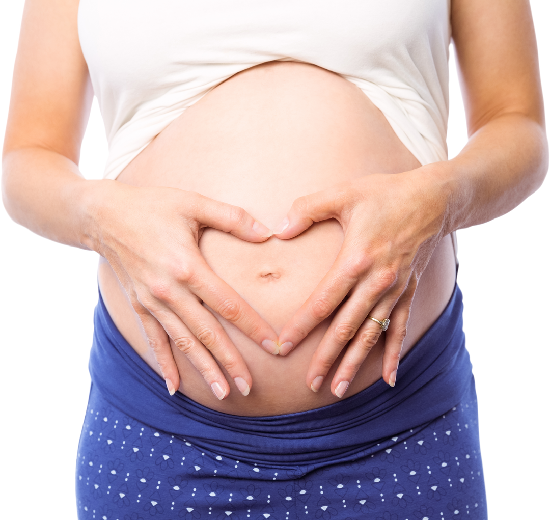 Pregnant Woman Forming Heart Shape with Hands on Belly with Transparent Background - Download Free Stock Images Pikwizard.com