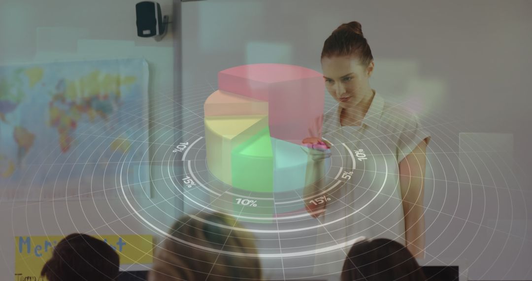 Female Teacher Using Augmented Reality for Educational Purposes