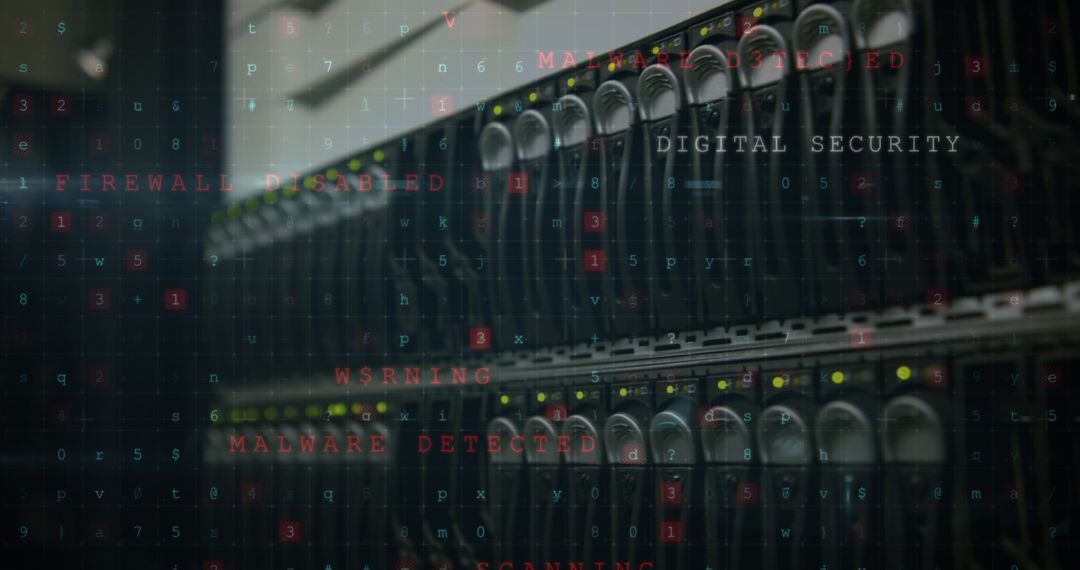 Cybersecurity Breach Alert in Servers with Digital Security Text