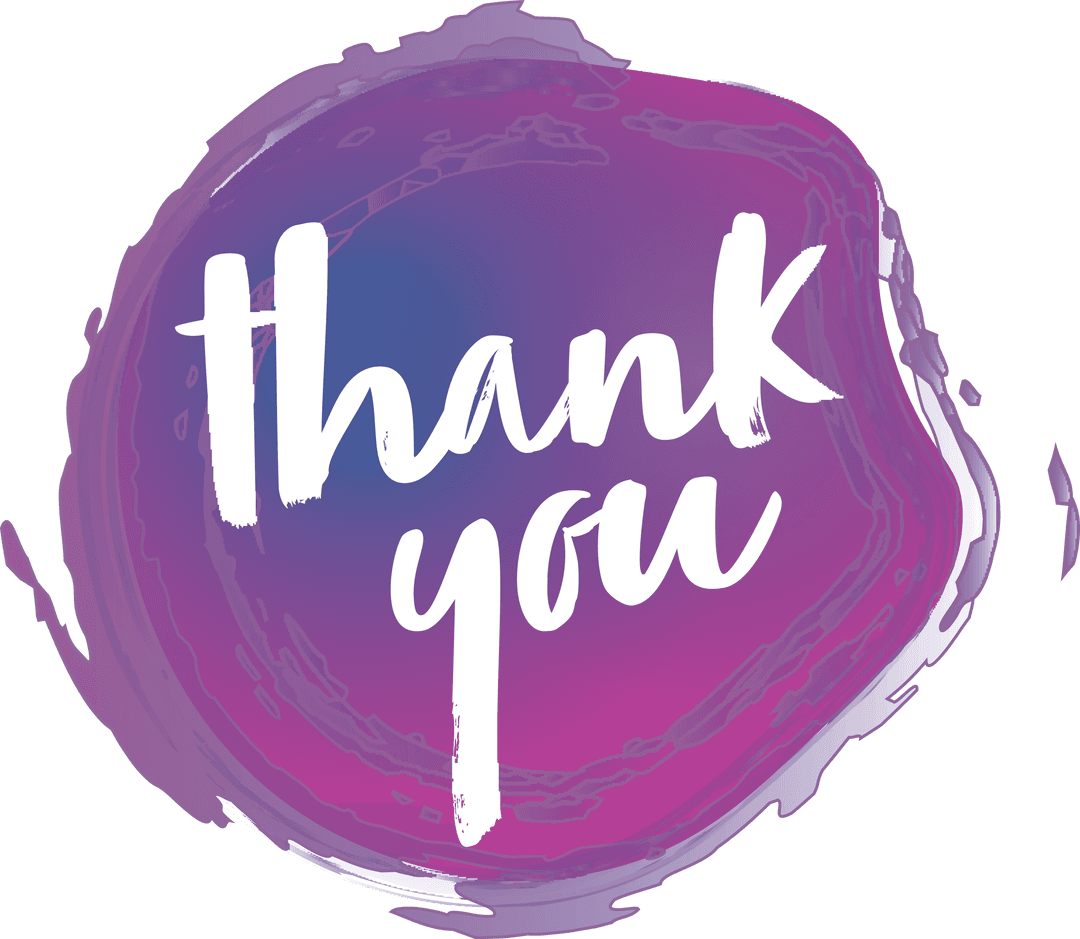 Colorful Gradient Thank You on Transparent Circle