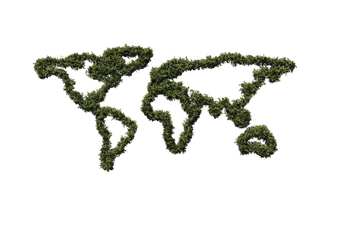 Transparent World Map Formed by Green Grass Illustrating Global Ecology