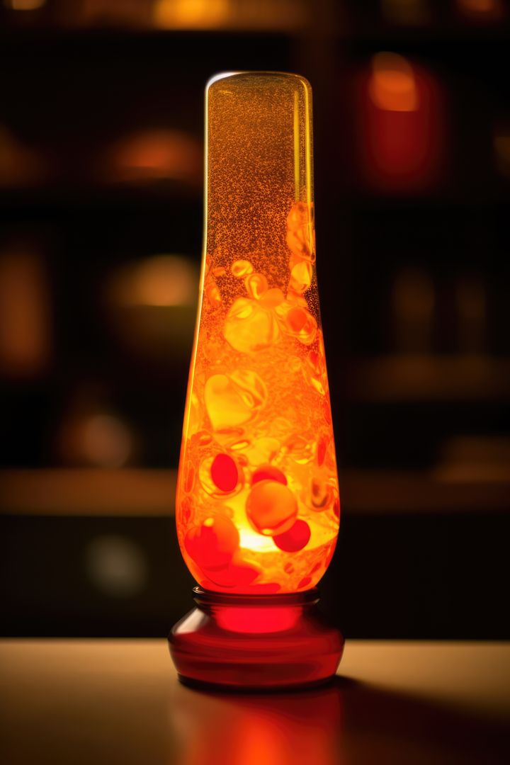 Orange and red lava lamp on table in dark room at night, created using generative ai technology - Free Images, Stock Photos and Pictures on Pikwizard.com