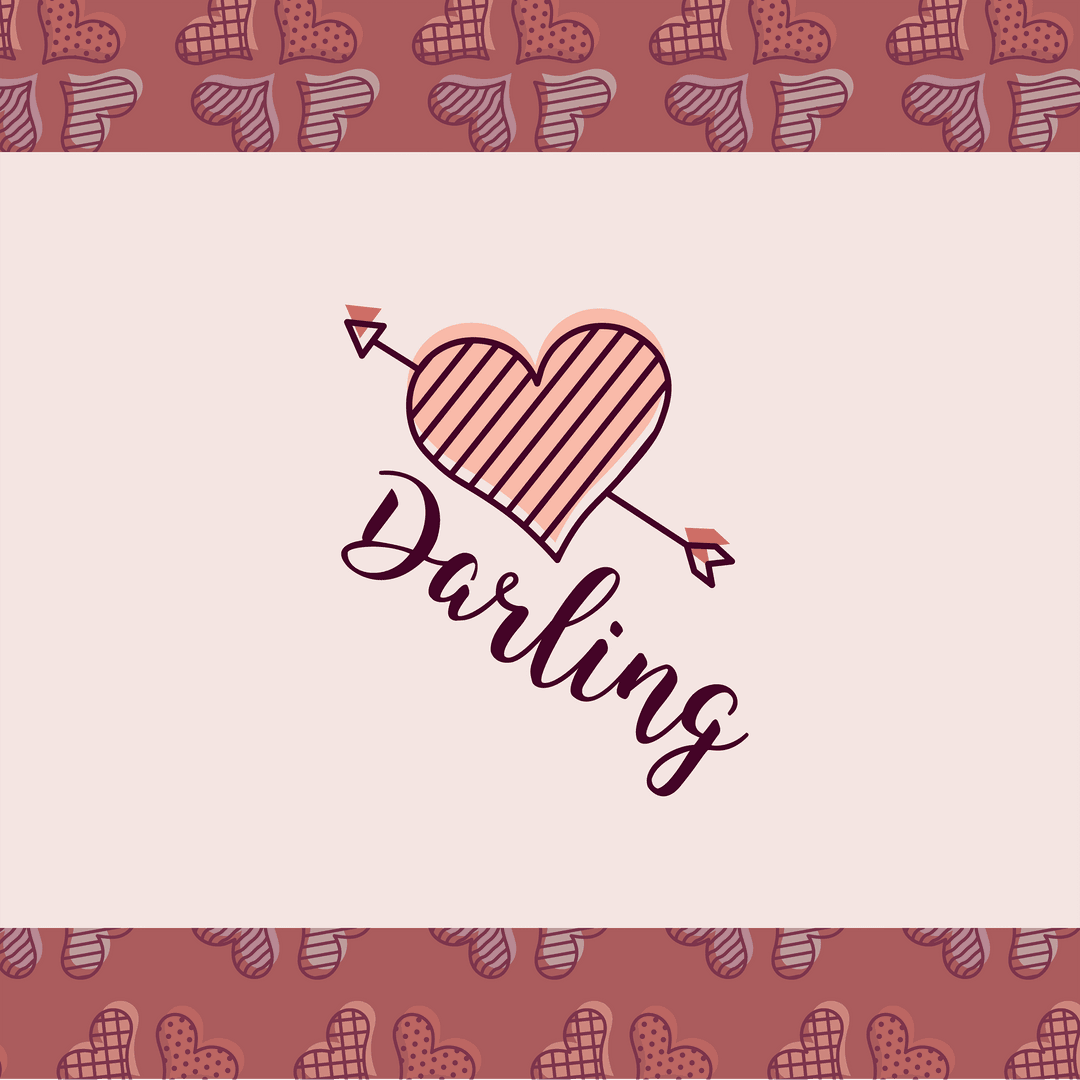 Darling Text and Heart on Transparent Background Illustration