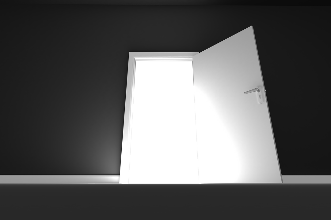 Low angle view of sunlight coming through open door in dark room with black background - Download Free Stock Images Pikwizard.com