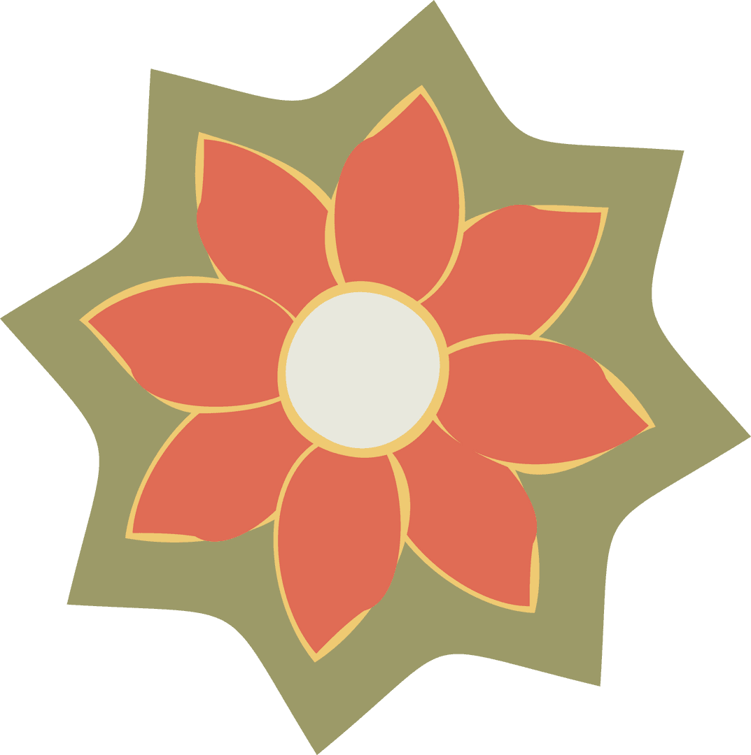Stylish Transparent Coral Flower Emblem with Starburst Design